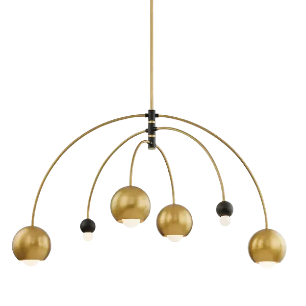 The Willow Chandelier brings artistic flair with its mobile-inspired form and adjustable arcing arms. Playful spherical shades and elegant two-tone finish create visual interest while allowing personalized arrangement. - alternate view