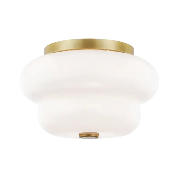 The Hazel Flush Mount combines transitional elegance with practical functionality. Its aged brass finish adds warmth to any space while the flush design works perfectly for lower ceilings.