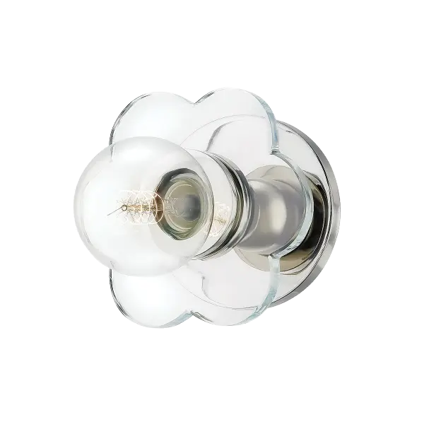 The Alexa Wall Sconce combines transitional styling with contemporary appeal, featuring a polished nickel finish that adds sophistication to any space. Perfect for bathrooms, hallways, and bedrooms. - alternate view