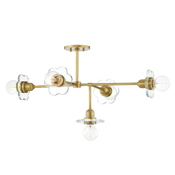 The Alexa Chandelier combines classic elegance with contemporary sensibility, featuring an aged brass finish and glass globe shades. Perfect for adding sophisticated lighting to dining rooms and entryways.