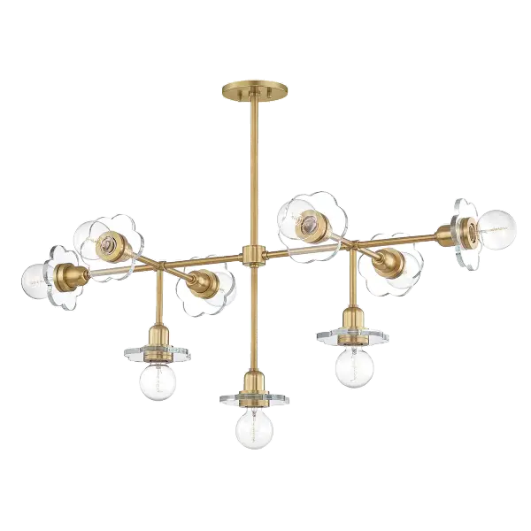 The Alexa Chandelier combines classic elegance with contemporary sensibility, featuring a refined gold finish that adds warmth and luxury to any space. Perfect for dining rooms and entryways.
