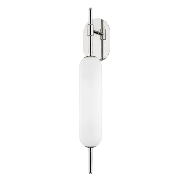 The Miley Wall Sconce offers timeless lighting in a polished nickel finish. Suitable for residential and commercial applications, this fixture provides functional illumination with understated elegance.