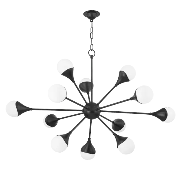 The Ariana Chandelier combines modern design with timeless elegance, featuring a sleek black finish that complements various interior styles. Perfect for dining rooms and entryways, this versatile fixture adds refined ambiance.