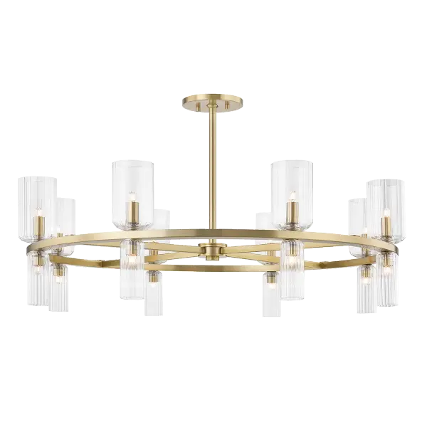 The Tabitha Chandelier brings traditional sophistication to any space with its aged gold brass finish. Perfect for dining rooms and entryways, this fixture combines classic design with versatile styling.