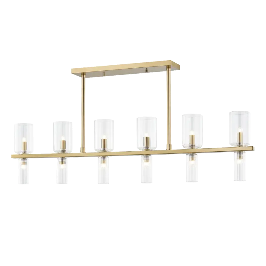 Elegant Linear Chandelier with Timeless Aged Brass Finish