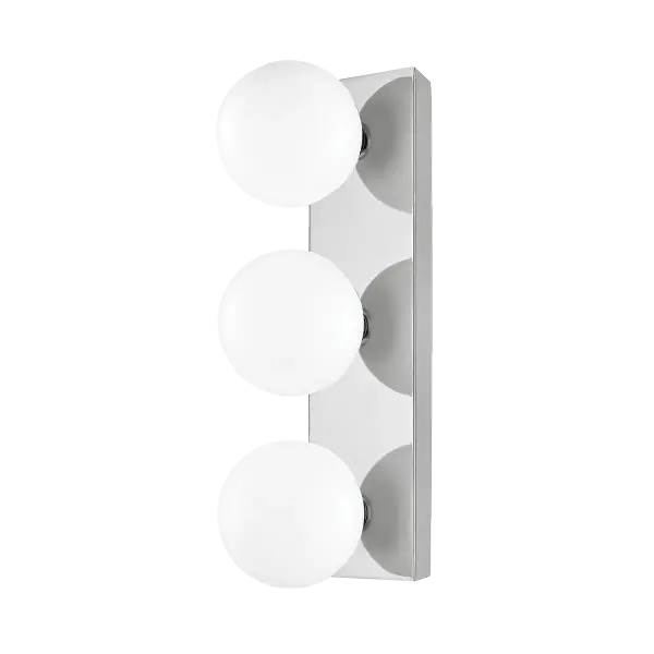 The Aspyn vanity light combines classic elegance with contemporary simplicity, featuring a polished nickel finish that complements a wide range of bathroom styles. Perfect for modern and transitional spaces. - alternate view