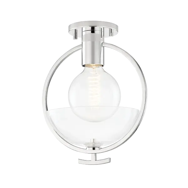 The Ringo Semi Flush delivers clean, modern lighting in a low-profile design perfect for rooms with standard ceiling heights. Its polished nickel finish adds refined elegance to hallways, bedrooms, and bathrooms.