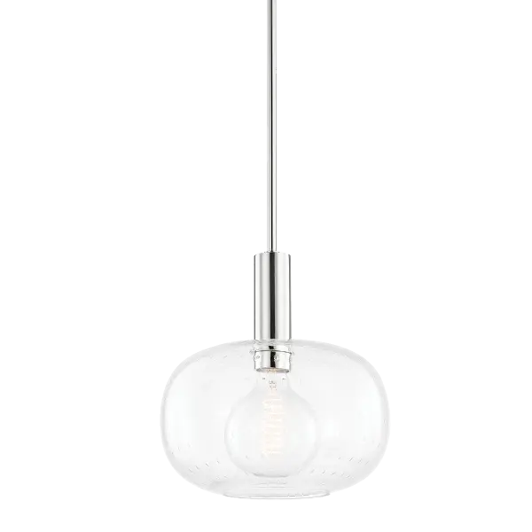 The Harlow Pendant offers timeless transitional styling with a polished nickel finish that complements both modern and traditional interiors. Its medium scale makes it ideal for kitchen islands and dining areas.