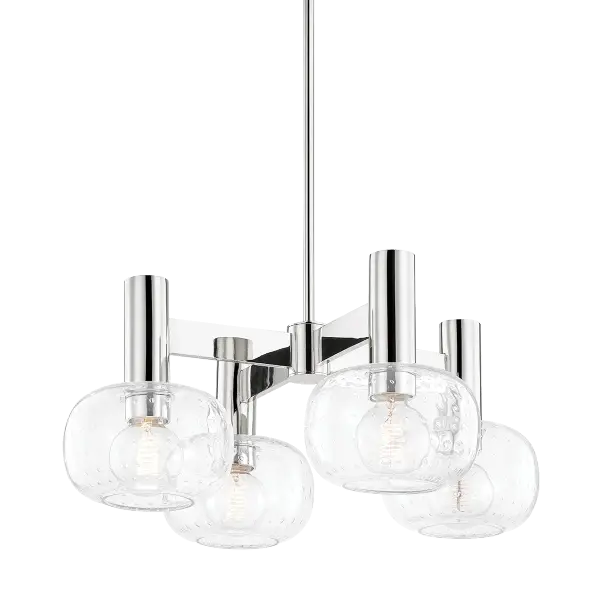 The Harlow Chandelier combines classic elegance with contemporary sensibility. Its polished nickel finish and clean lines make it versatile enough for both traditional and modern interiors, offering sophisticated lighting for dining and living spaces.