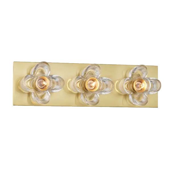 The Shea vanity light combines timeless elegance with contemporary sensibility, featuring a sophisticated aged gold brass finish that adds warmth to any bathroom space. - alternate view