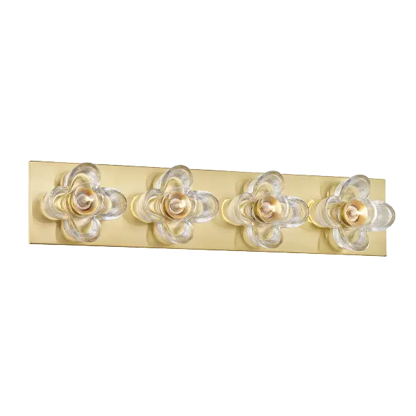 The Shea Bath and Vanity Light combines classic aged brass finish with clean transitional design, perfect for elevating bathroom spaces with warm, sophisticated lighting. - alternate view