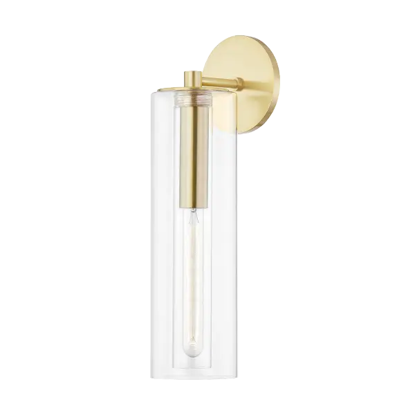 The Belinda Wall Sconce combines transitional elegance with contemporary flair. Its gold finish and clean lines make it versatile for bathrooms, hallways, and bedrooms, delivering refined lighting in compact spaces.