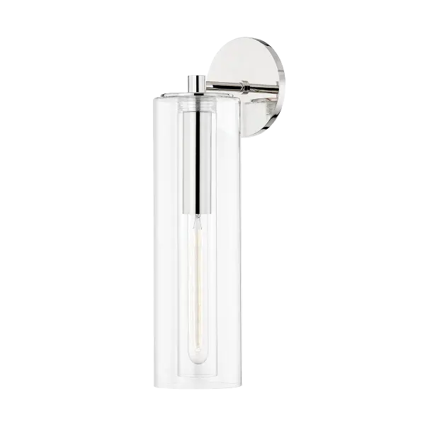 The Belinda Wall Sconce offers versatile wall-mounted lighting with a polished nickel finish. Ideal for bathrooms, hallways, and bedrooms, this fixture provides functional illumination with a classic aesthetic.