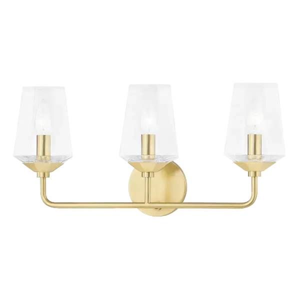 The Kayla vanity light combines classic elegance with contemporary sensibility, featuring a refined gold finish that adds warmth to bathroom spaces. Its versatile design works beautifully in both traditional and modern settings.