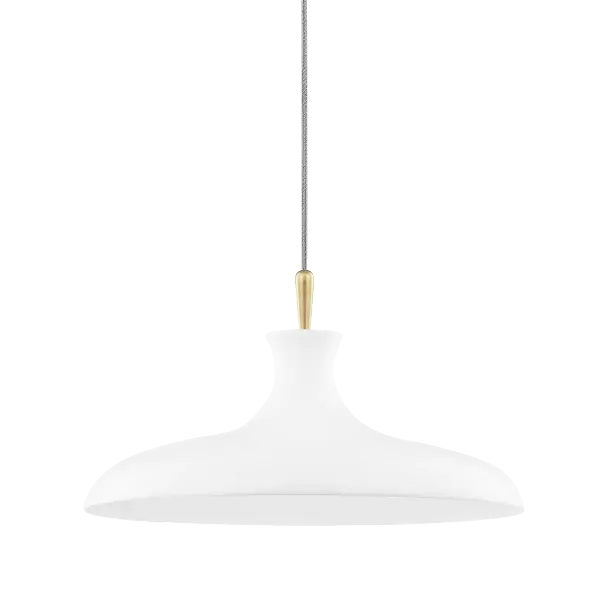 The Cassidy Pendant combines classic elegance with contemporary sensibility, featuring an aged gold brass finish paired with white glass. Its versatile design works beautifully over kitchen islands, dining tables, or in entryways.