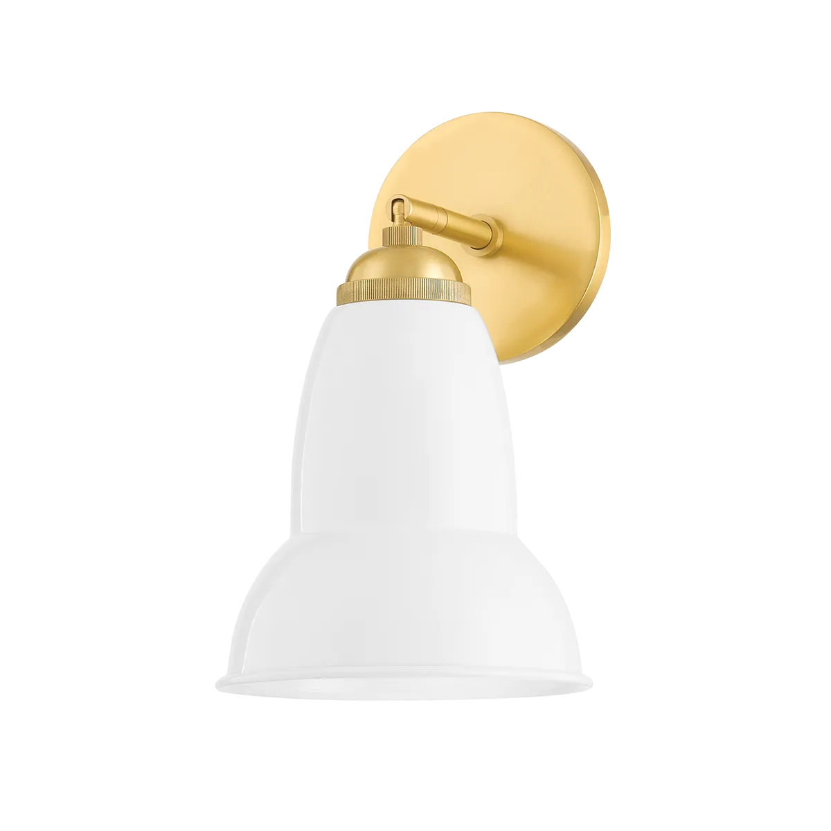 Jamila Wall Sconce in Aged Brass with Glossy White Shade