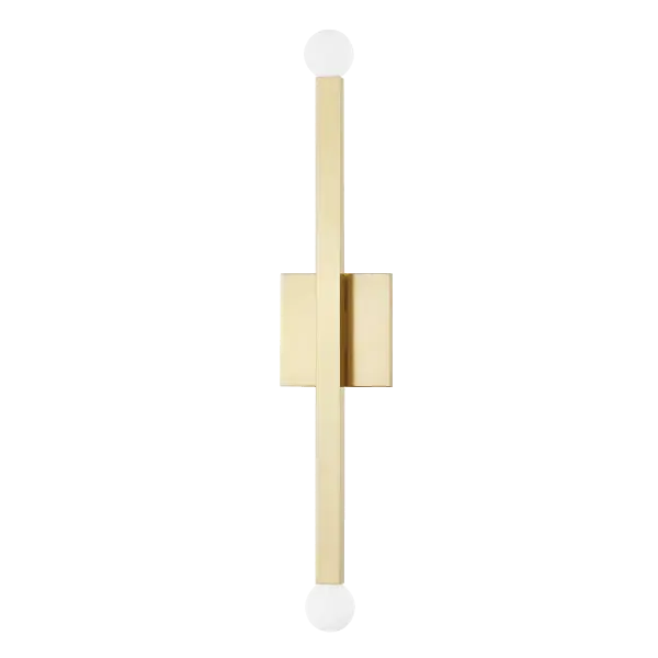 The Dona Wall Sconce combines classic elegance with contemporary design, featuring an aged gold brass finish that adds warmth and sophistication to any space. Perfect for bathrooms, hallways, and bedrooms. - alternate view