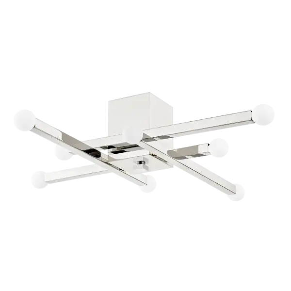 The Dona Flush Mount offers a clean, modern aesthetic with polished nickel finish. Its low-profile design makes it ideal for spaces with standard ceiling heights while providing functional illumination.