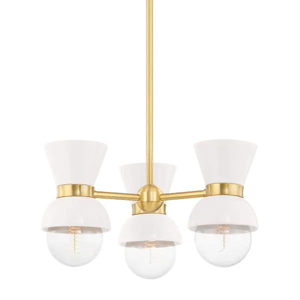 Gillian brings youthful sophistication to ceiling lighting with expertly-crafted ceramic shades in milky cream tones. The aged brass accents add warmth, making this semi flush mount perfect for modern interiors seeking a refined yet approachable aesthetic.