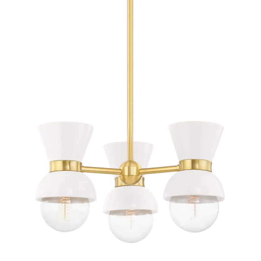 Gillian Semi Flush Mount in Aged Brass with Cream Ceramic