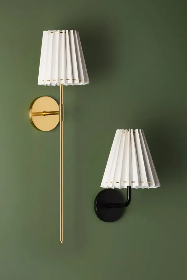 The Demi Wall Sconce combines timeless design with contemporary sensibility, featuring an aged gold brass finish that adds warmth and sophistication to any space. Perfect for bathrooms, hallways, and bedrooms. - alternate view