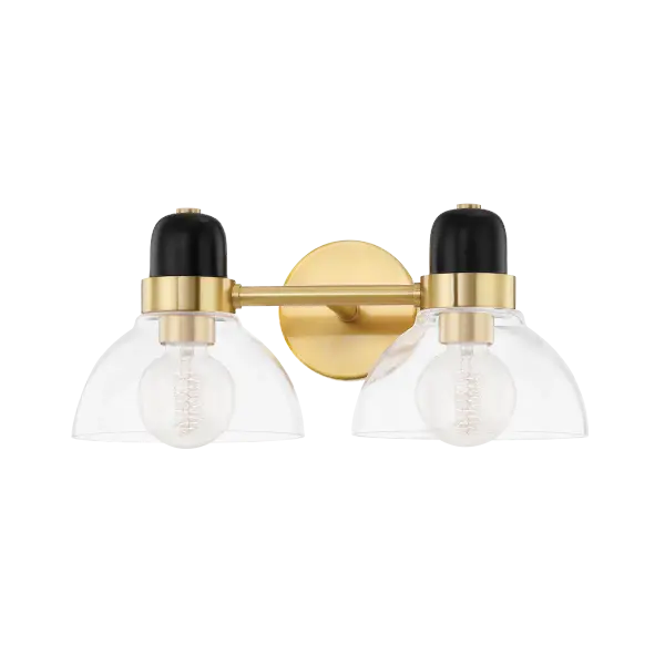 The Camile vanity light blends industrial aesthetics with contemporary sophistication. Hand-blown glass and a striking two-tone finish create visual interest while providing excellent task lighting for bathrooms.