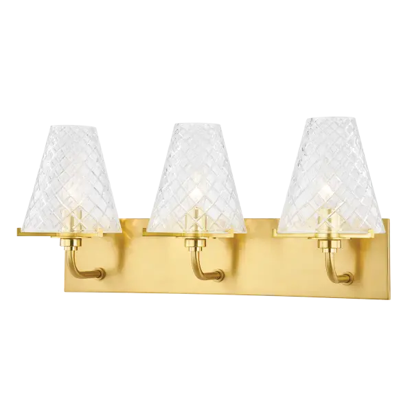 The Irene vanity light combines classic elegance with contemporary sensibility, featuring a sophisticated gold finish that elevates bathroom spaces. Perfect for modern and traditional bathrooms alike.