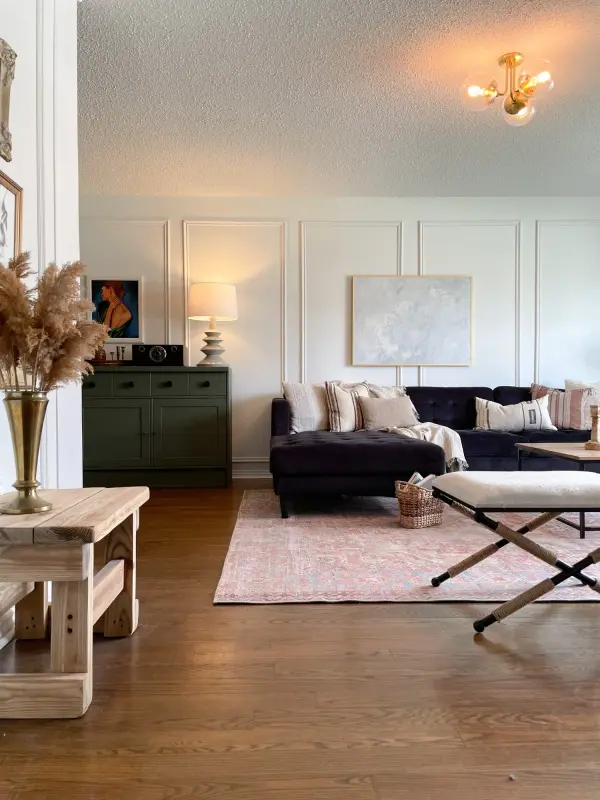 The Meadow Semi Flush combines aged gold brass metalwork with soft glass diffusion, creating a nature-inspired fixture perfect for spaces with lower ceilings. Its transitional aesthetic bridges traditional and contemporary styles. - alternate view