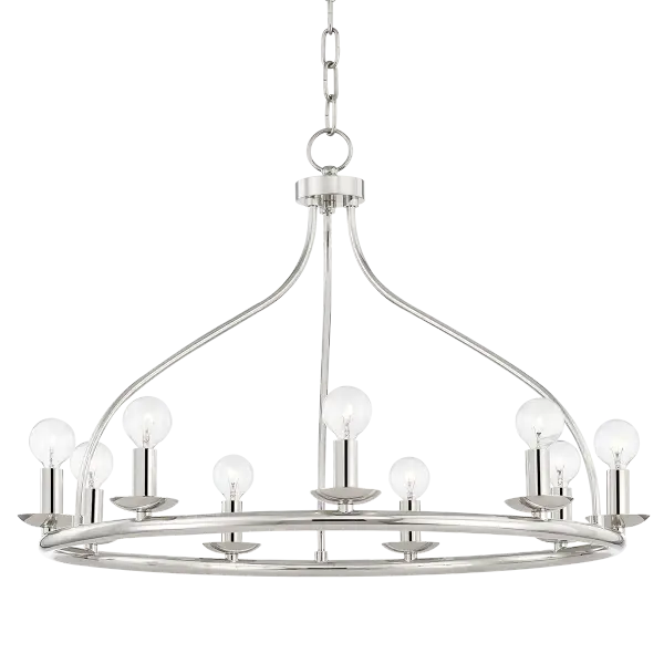 The Kendra Chandelier combines classic elegance with contemporary sensibility in a polished nickel finish. Its versatile design works beautifully in both traditional and modern spaces, offering excellent value at its current sale price.