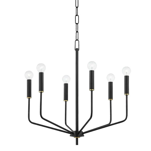 Bailey reimagines the traditional candelabra with svelte upward-reaching arms and globe bulbs. Available in 6, 8, or 15-light configurations with multiple finish options, this chandelier offers exceptional versatility for various spaces and design aesthetics.