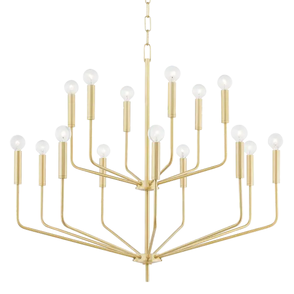 Bailey reimagines the traditional candelabra with svelte upward-reaching arms and exposed globe bulbs. Available in multiple light configurations (6, 8, or 15-light), this chandelier offers exceptional flexibility for various room sizes and table lengths.