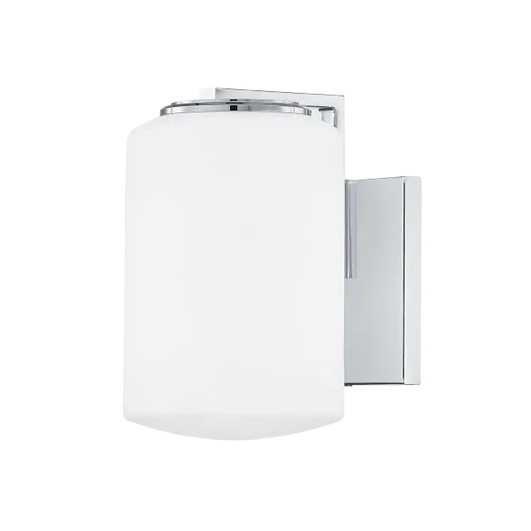 The Chantal vanity light creates a modern floating effect with oversized opal glass shades that nearly conceal the backplate. Polished chrome accents deliver clean lines while the enclosed bulbs provide gentle, flattering bathroom lighting.