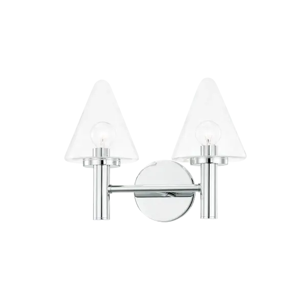 The Connie vanity light combines contemporary styling with practical illumination. Its polished chrome finish and clean lines make it ideal for modern and transitional bathrooms seeking refined lighting.