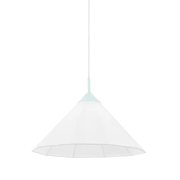 The Gloria Pendant brings a delicate touch with its textural fabric shade and painted frame in soft Blush or Robin Egg's Blue. Perfect for intimate spaces needing gentle, diffused lighting with a feminine aesthetic.