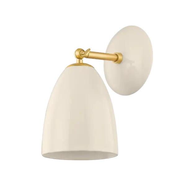Kirsten Wall Sconce in Aged Brass with Cream Ceramic - Image 1