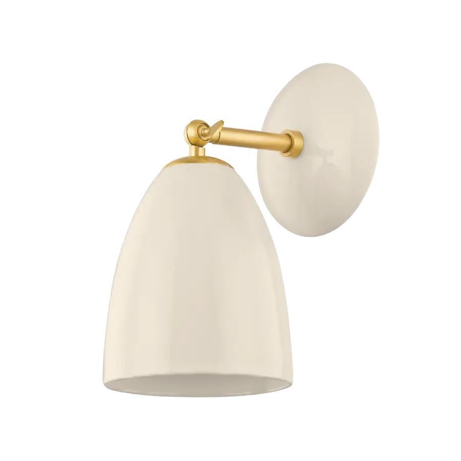 Kirsten Wall Sconce in Aged Brass with Cream Ceramic - Image 1