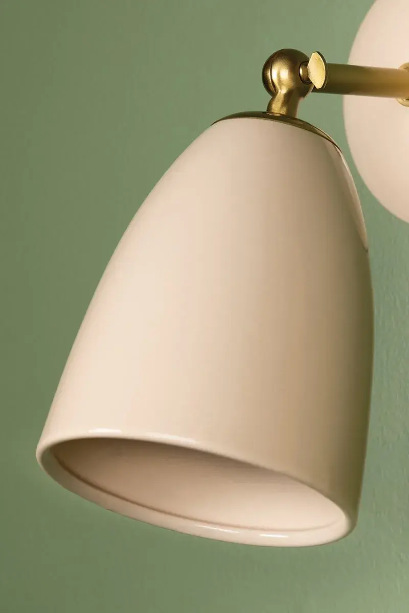 Kirsten Wall Sconce in Aged Brass with Cream Ceramic - Image 2