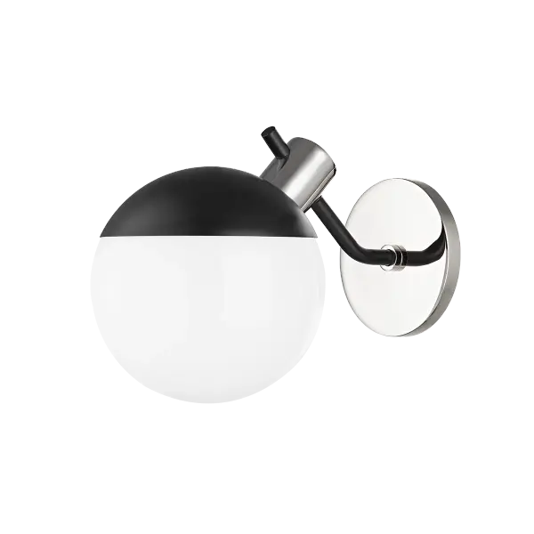 Miranda Wall Sconce in Polished Nickel with Soft Black