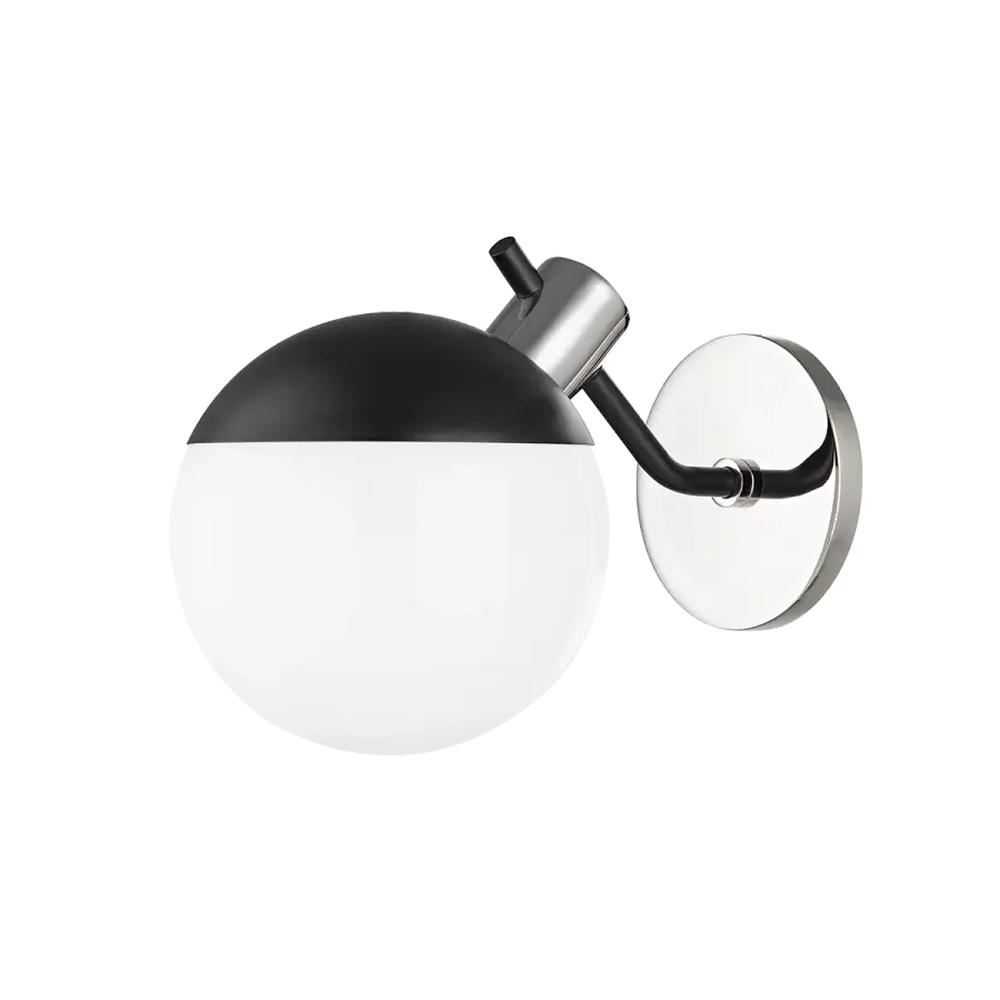 Miranda Wall Sconce in Polished Nickel with Soft Black