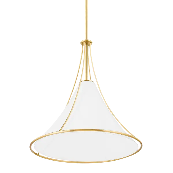 The Madelyn Pendant brings delicate French-inspired design to any space with its opal glass shade wrapped in curved aged brass metalwork. Versatile and feminine, it works beautifully in traditional and transitional interiors.