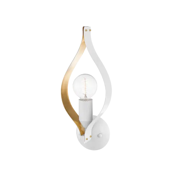 The Nala Wall Sconce combines natural sophistication with thoughtful design. Featuring soft petal shapes with gold leaf interior and white exterior, plus exposed rivet details, it creates beautiful wall graphics.