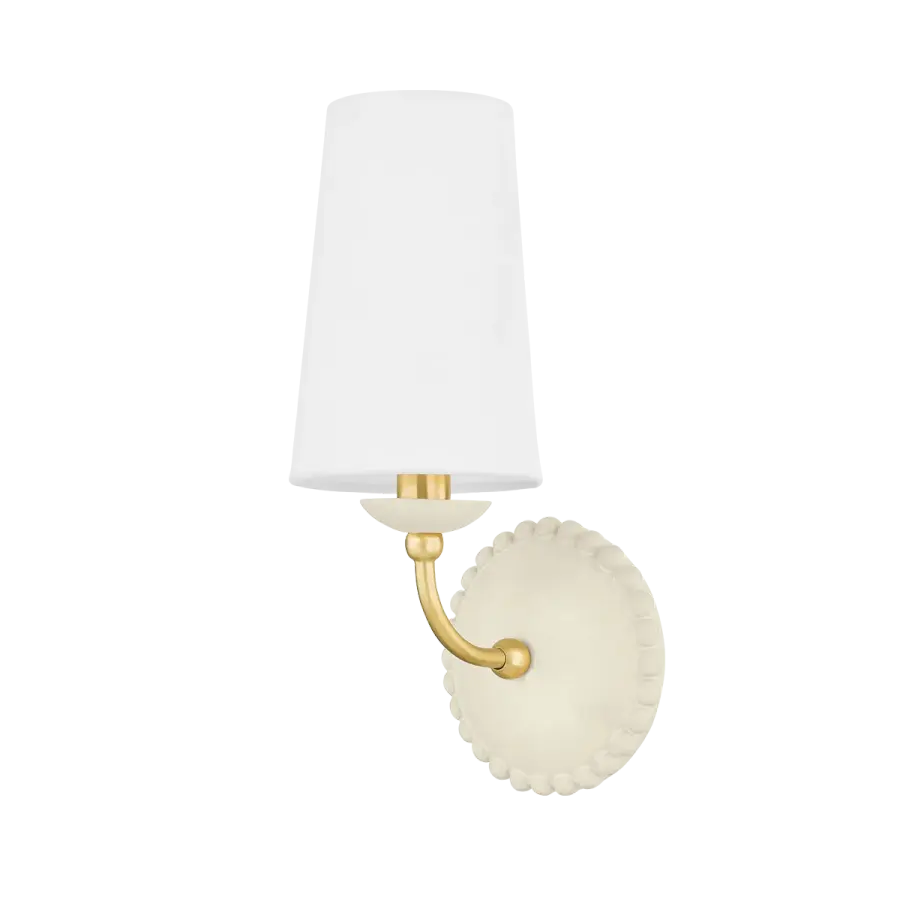 Rhea Wall Sconce in Aged Brass with Antique Ivory