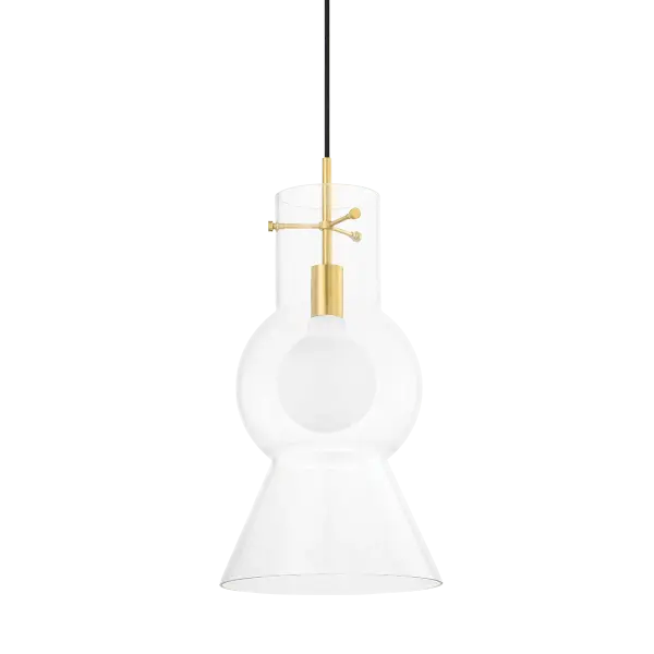 The Mirabel Pendant brings conversation-starting style with its distinctive totem-shaped glass shade and aged brass hardware. Its simplistic yet intriguing form works beautifully in both traditional and contemporary spaces.