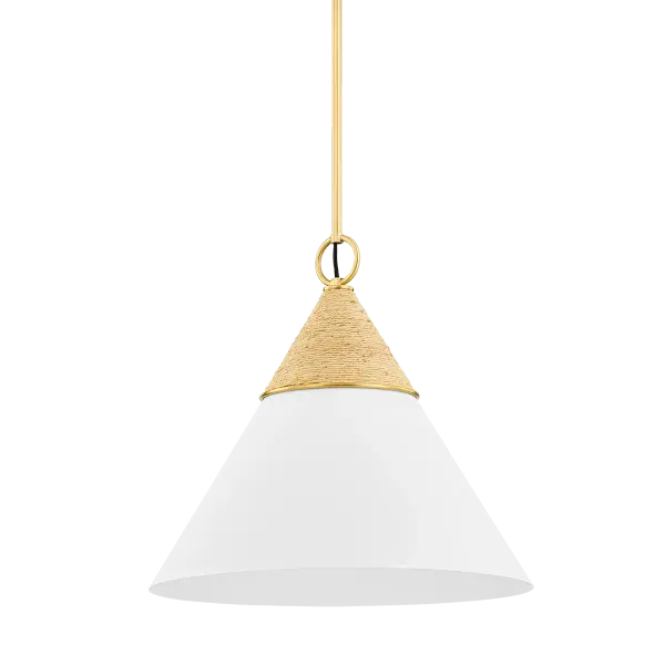 The Mica Pendant beautifully balances coastal sophistication with approachable organic texture. Wrapped raffia detailing adds warmth to the sleek aged gold brass silhouette, creating gentle ambient light perfect for intimate spaces.