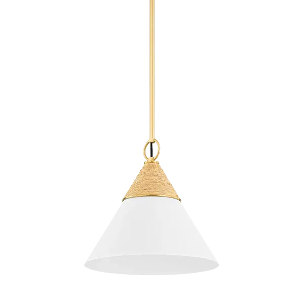 The Mica Pendant beautifully balances coastal charm with quiet luxury through its wrapped raffia detail and aged gold brass finish. Perfect for adding approachable sophistication to kitchens and powder rooms.