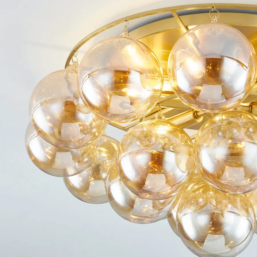 Glamorous Cloud-Like Flush Mount with Swirl-Ribbed Glass Globes - Image 2