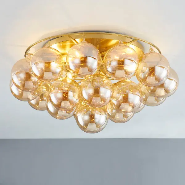 Glamorous Cloud-Like Flush Mount with Swirl-Ribbed Glass Globes - Image 5