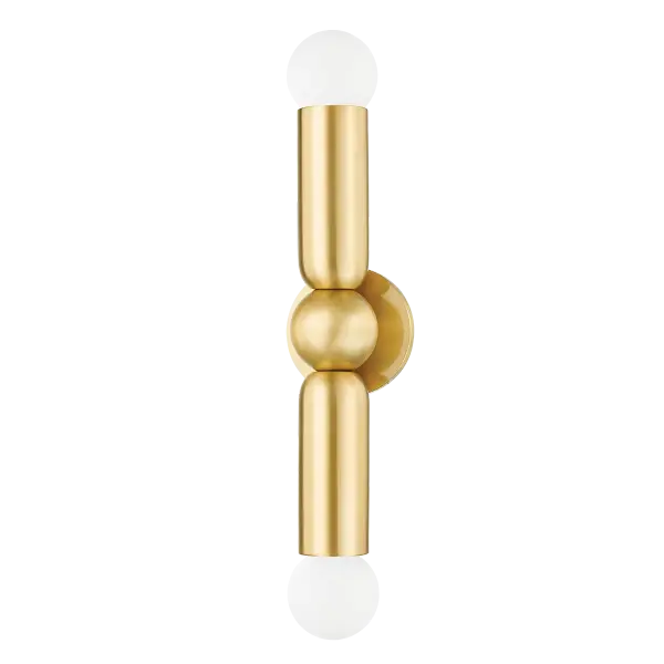 The Lolly Wall Sconce makes a statement with sleek curves and minimalist design. Its aged brass finish adds warmth while the industrial-modern aesthetic commands attention in any space. - alternate view