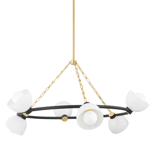Striking Contemporary Chandelier with Bold Brass and White Contrast - Image 2