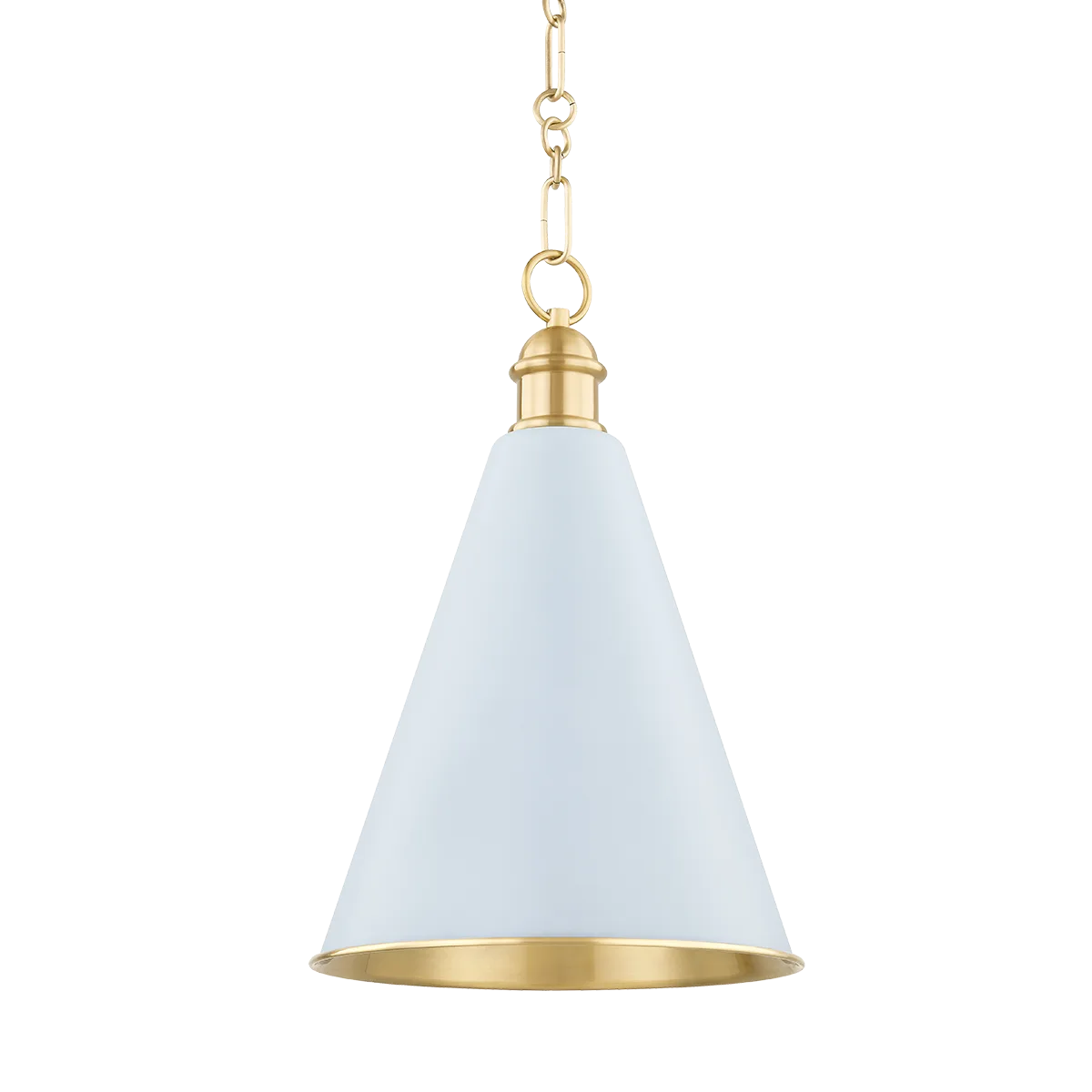 Fenimore Pendant in Aged Brass with Soft Blue